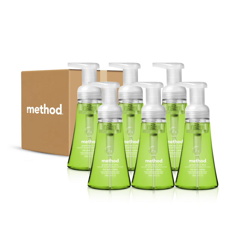 (carton of 6) foaming hand wash 300ml - green tea + aloe