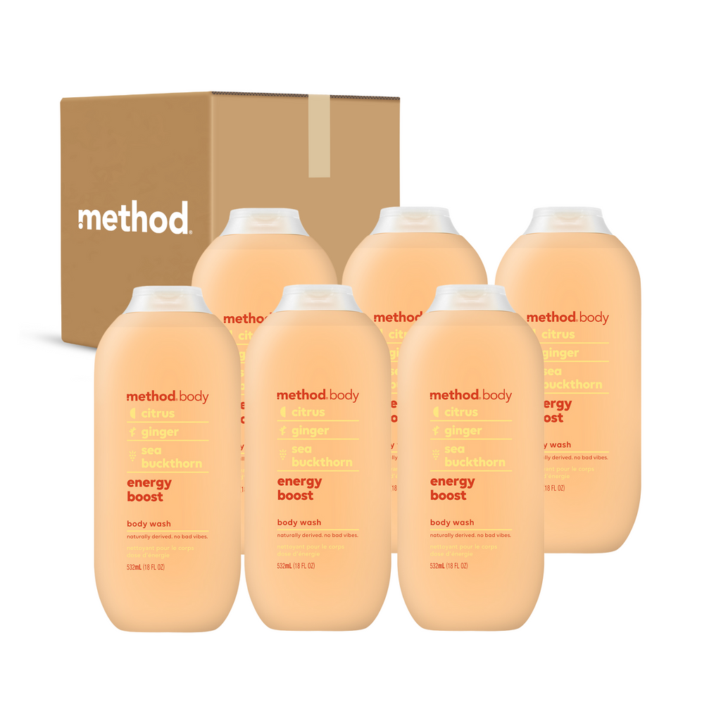 (carton of 6) body wash 532ml - energy boost