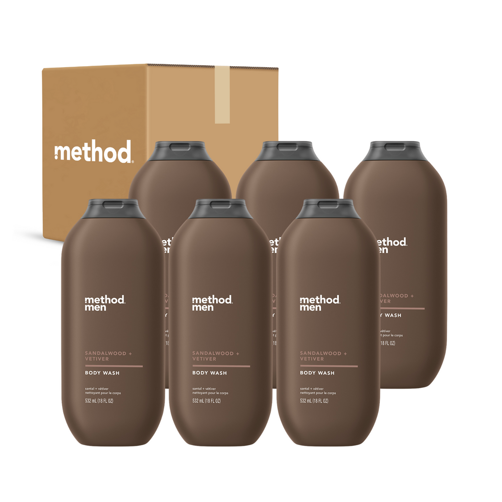 (carton of 6) body wash 532ml - sandalwood + vetiver